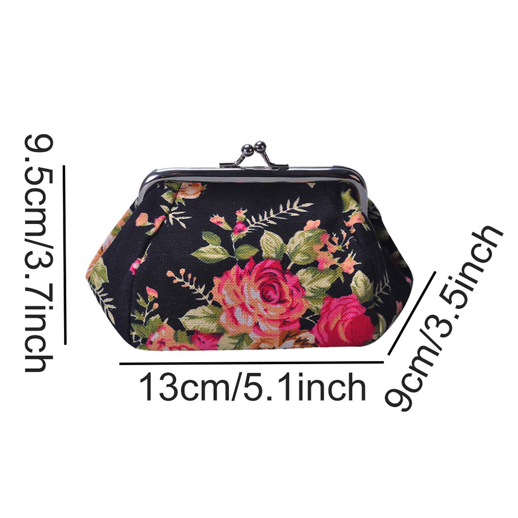 Rolin Roly Cute Clasp Closure Wallet Card Holder Coin Purse Change Organizer Canvas Jewelry Pouch Mini Coin Bag for Women 13 x 9 x 9.5cm