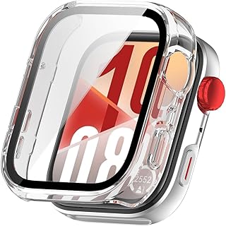 T Tersely Case and Screen Protector for Huawei Watch Fit 4, All-around Anti Scratch Shockproof Protective Hard PC Full Cover Tempered Glass Compatible with Huawei Watch Fit 4 (Transparent)