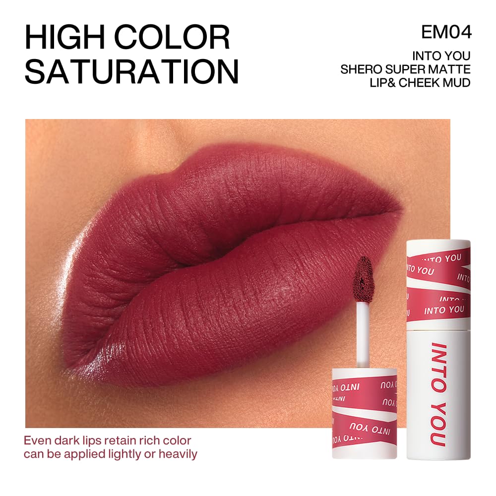INTO YOU Matte Lipstick for Women, Matte Red Lipstick Long Lasting, Multi-Purpose for Lips and Cheek, Non-Stick Cup Not Fade Lip Stain Makeup Cosmetics Official Directly (EM04) - Image 3