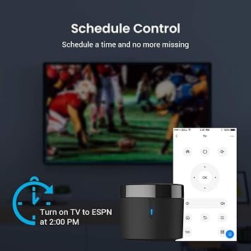 Broadlink RM4 Mini IR Universal Remote Control with HTS2 Cable (Only 2.4 GHz Wi-Fi) Intelligent Home Automation WiFi Infrared Blaster for TV, Air Conditioning, Compatible with Alexa and Google Home.