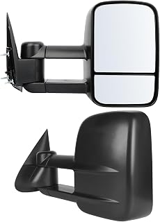 ECCPP Towing Mirror Fit 1999-2006 Chevy Silverado/GMC Sierra Pickup; 2007 Chevy Silverado Classic/ 2000-2006 Chevy Tahoe/Suburban/GMC Yukon XL with Extendable Manually Foldable - Textured Black