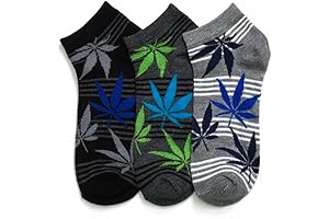 12 Pair Ankle Socks Cannabis Leaf Weed Pot Crew Low Cut Running Men Women 10-13,Black