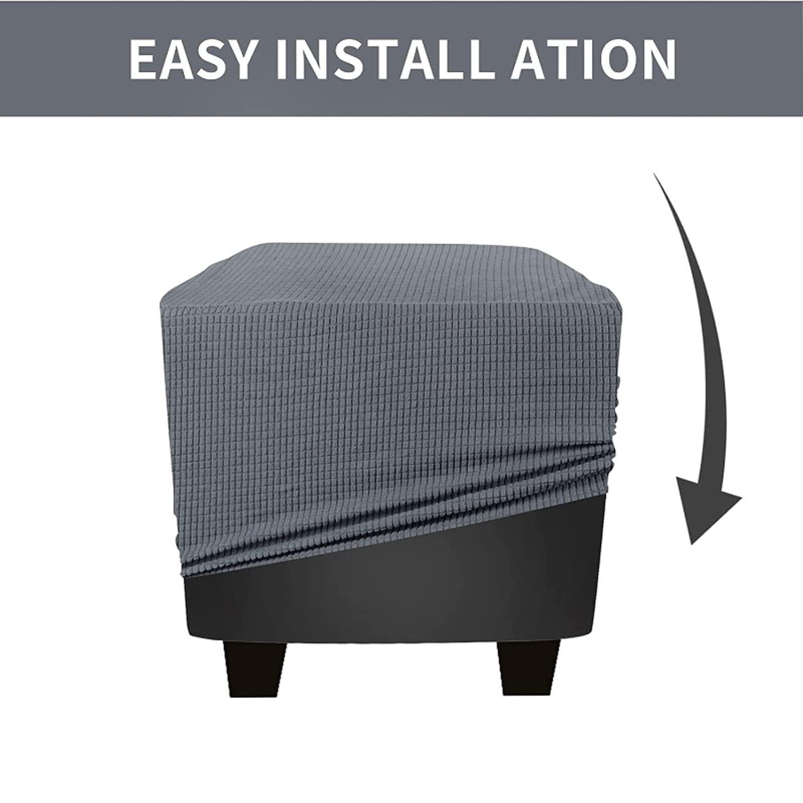 Funda Otomana Cuadrada de Tejido Funda de Reposapiés de Sofá, Suave Elástica Funda de Puff a Prueba de Polvo Retirable Lavable Funda de Reposapiés Adecuado para Sala de Estar