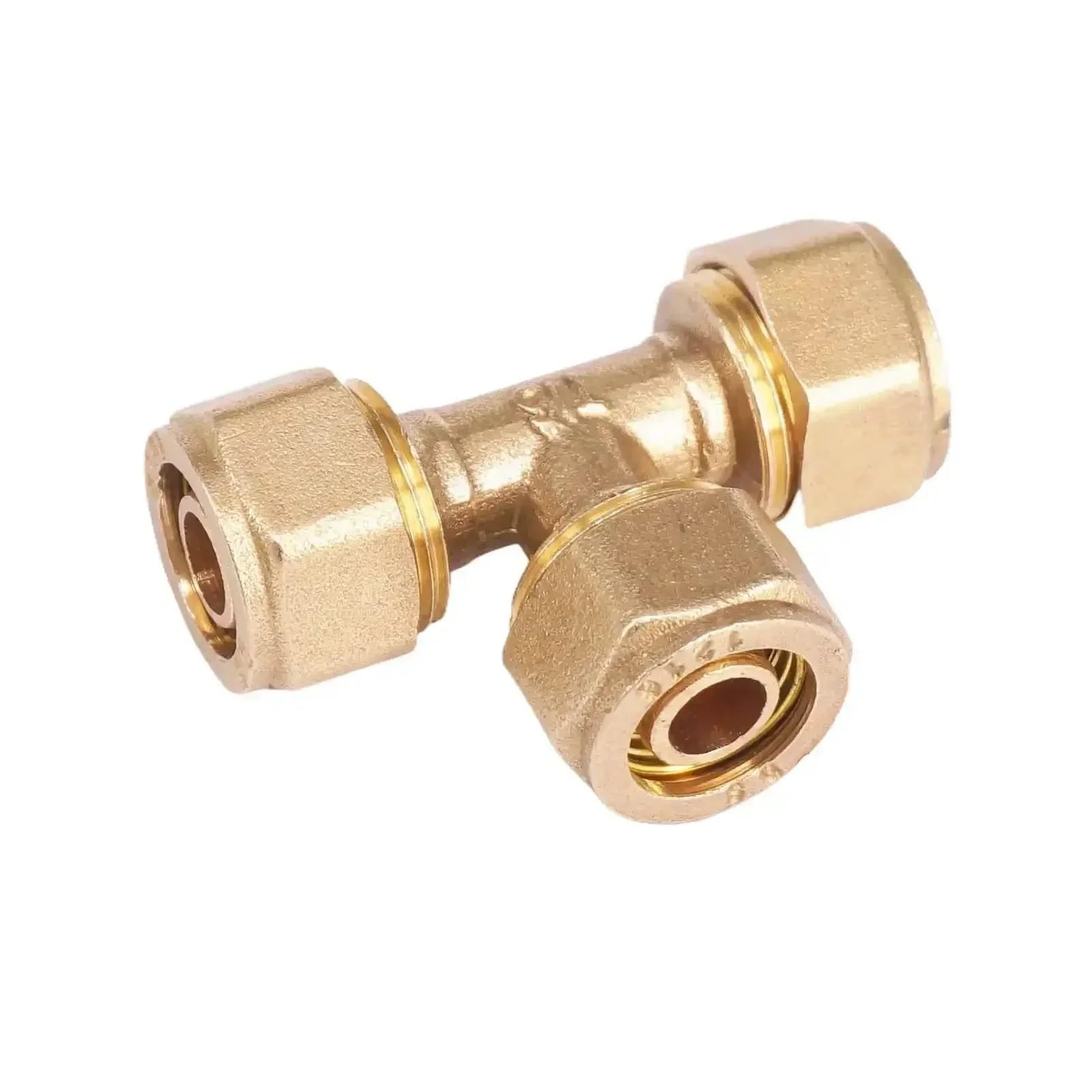 1 Uds. Ajuste de tubo de PEX-AL-PEX ID x OD 12x16mm 14x18mm 16x20mm 20x25mm 26x32mm camiseta igual 3 vías conector de tuberías de latón(26x32mm)
