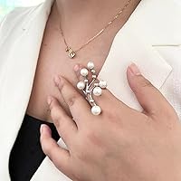 Vista 12 de Handmade Pearl Ring Stacking Pearl Statement Rings Adjustable Open Pearl Full Finger Ring Trendy Personality Pearl Cluster Jewelry for Women