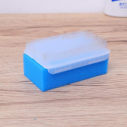 Miniatura 6 de Cepillo de cabeza de esponja, champú y cepillo de baño, cepillo de esponja para el baño, masajeador de cabeza para bebés (blanco, azul y verde)