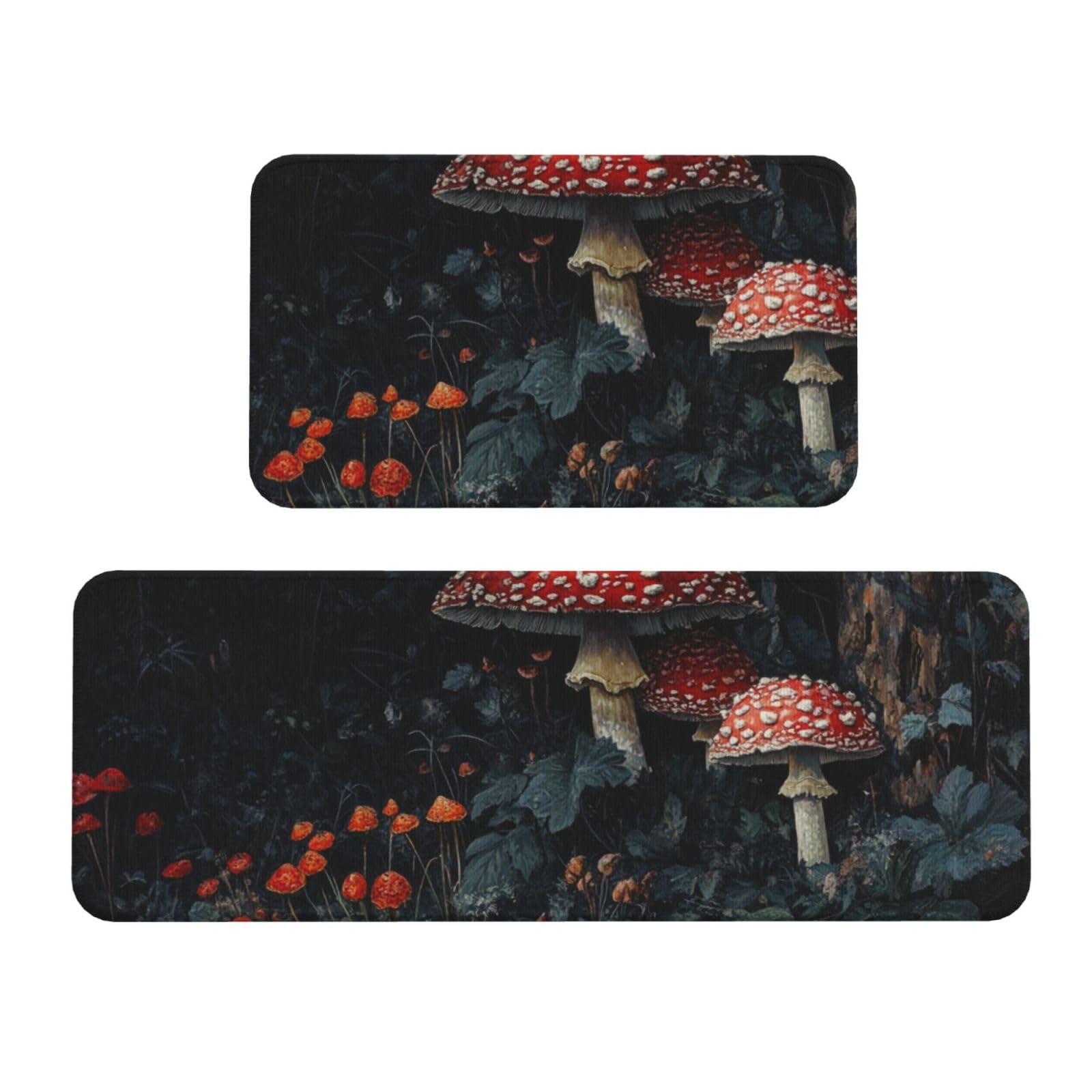 Alfombrillas de cocina confortables y acolchadas con alegres hongos rojos para suelos del hogar 1