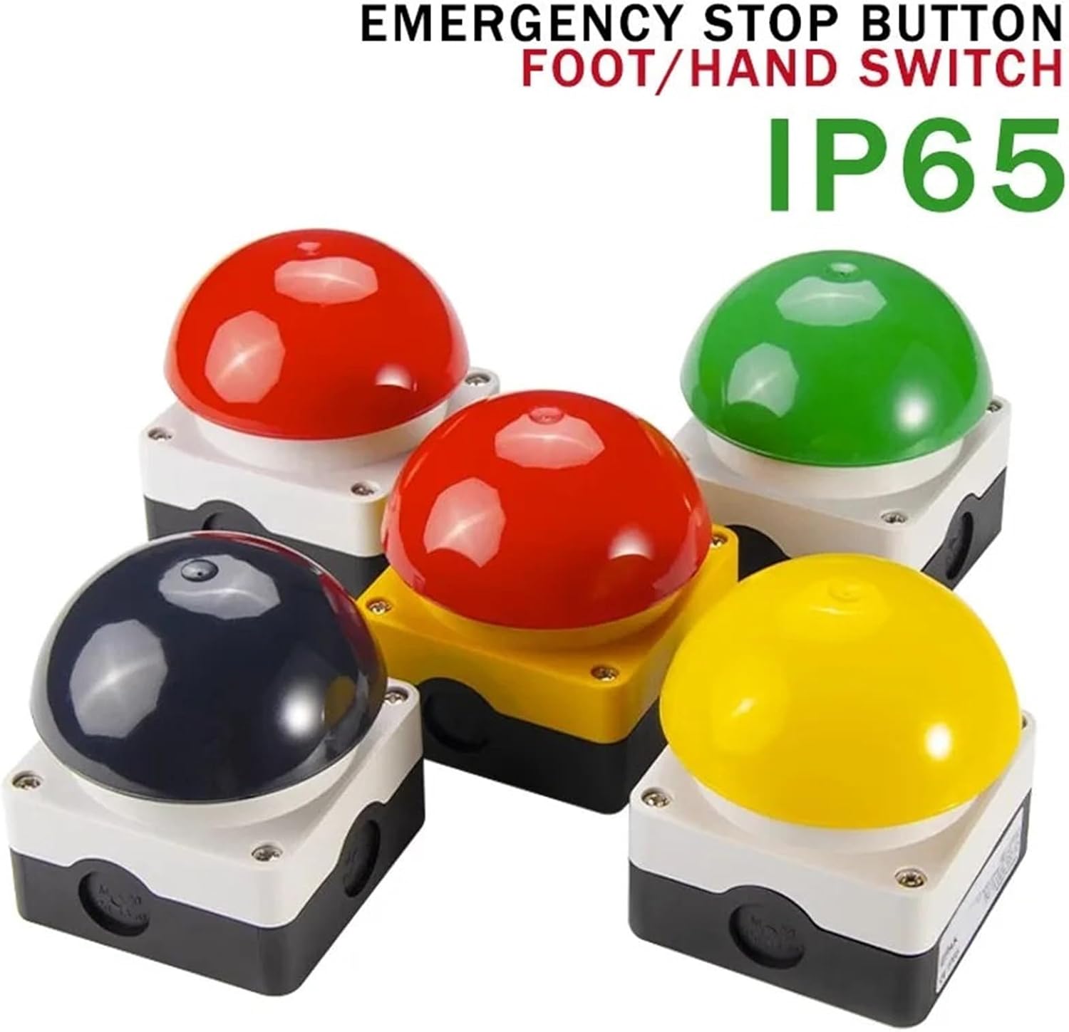 Pedal Switch IP65 Watproof Responder Switch AC/DC Emergency Stop Button Handle Foot Push Self Reset Locked Start Contactor NO/NC(10 PCS-2NO1NC)