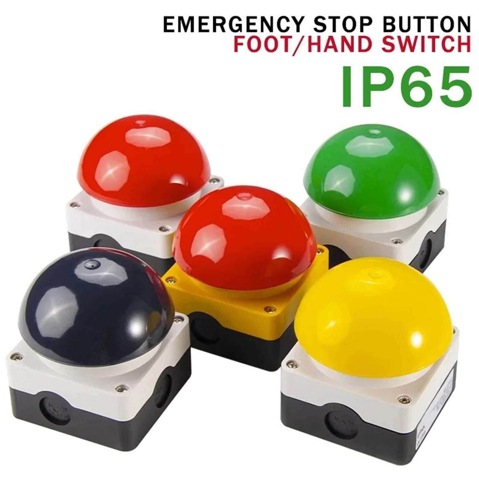 Interruptor de Pedal IP65, Respuesta a Prueba Agua, botón Parada Emergencia CA/CC, empuñadura pie, reinicio automático, Contactor Arranque Bloqueado NO/NC(Red Self-Reset)