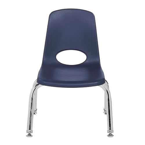 Miniatura 3 de FDP - Silla escolar apilable de 10 pulgadas, asiento apilable para estudiantes con patas de acero cromado y deslizadores de bolas para aprendizaje