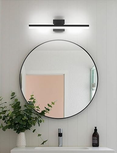 Miniatura 4 de Joossnwell Luces LED de tocador para baño, modernos accesorios de iluminación de baño negros sobre luz de espejo, lámpara de pared de baño de 23.62