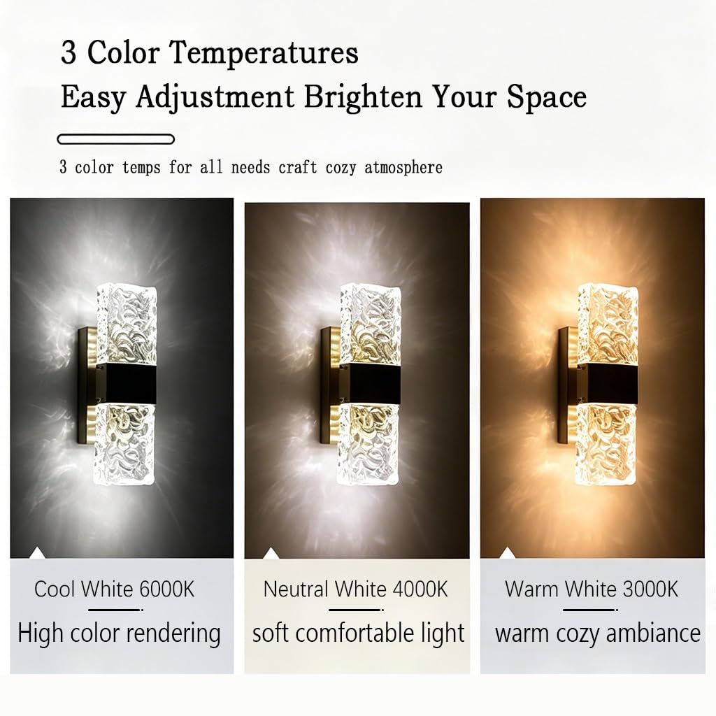 Applique da parete Onde d'acqua moderne a striscia lunga Lampada da Parete cristallo LED nero dimmerabile Materiale in acciaio inossidabile Adatto per camere da letto e soggiorni