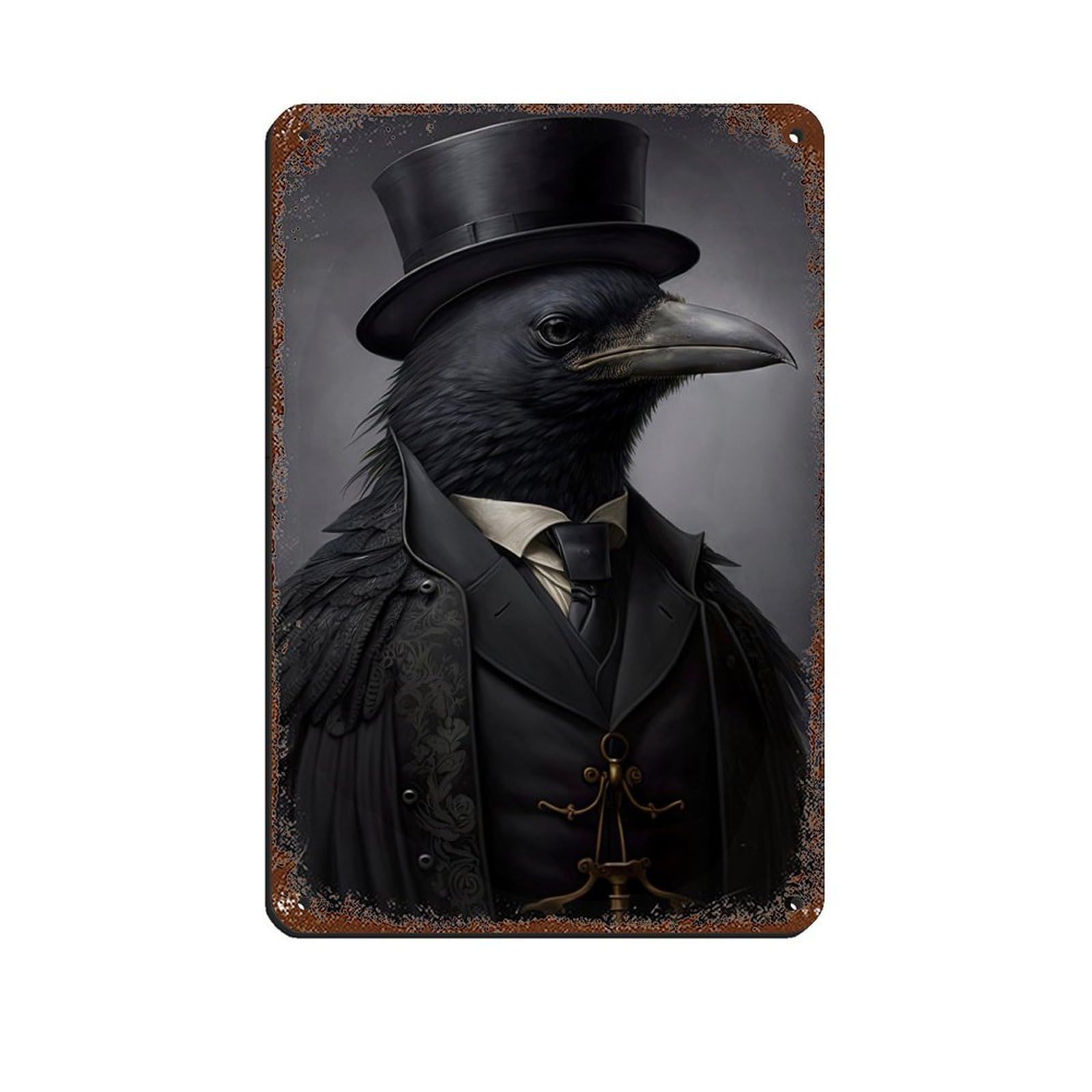 Gothic Raven VintageArt Poster Retro Poster Metal Tin Sign Chic Art Retro Iron Painting Bar People Cave Cafe Family Garage Poster Wall Decoration 8x12inch(20x30cm)