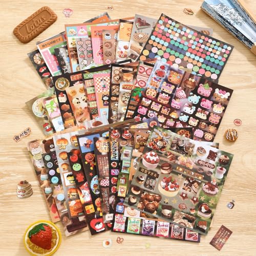 Image of Girl's Japanese Retro Sticker Book, 1000+ Cute Comics Style Food Stickers, for DIY Scrapbooking Journaling Handbook Decoration