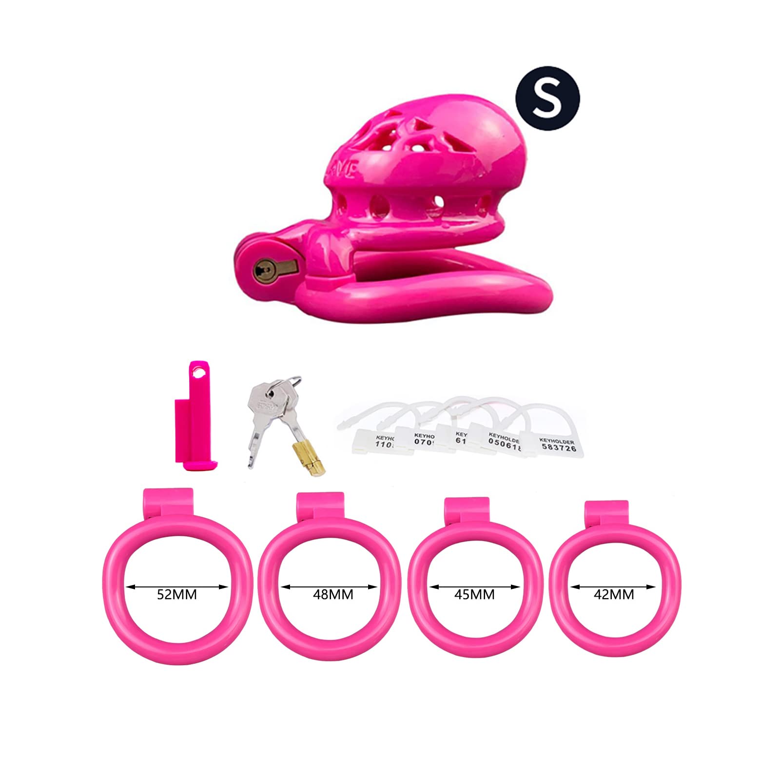 Glatt Harz Peniskäfig mit Harnröhre öffnen 4 Penis Ring Cb Cock Cage Penis Cage Cockcage Bondage SM Sex Spielzeug Toy Keuschheitsgürtel Für Herren（S-Größen Pink Lila）