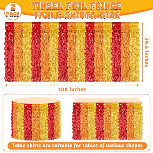 image for Huskein Thanksgiving Table Skirt Decor, 2 Pack Red Orange Gold Desk Sk
