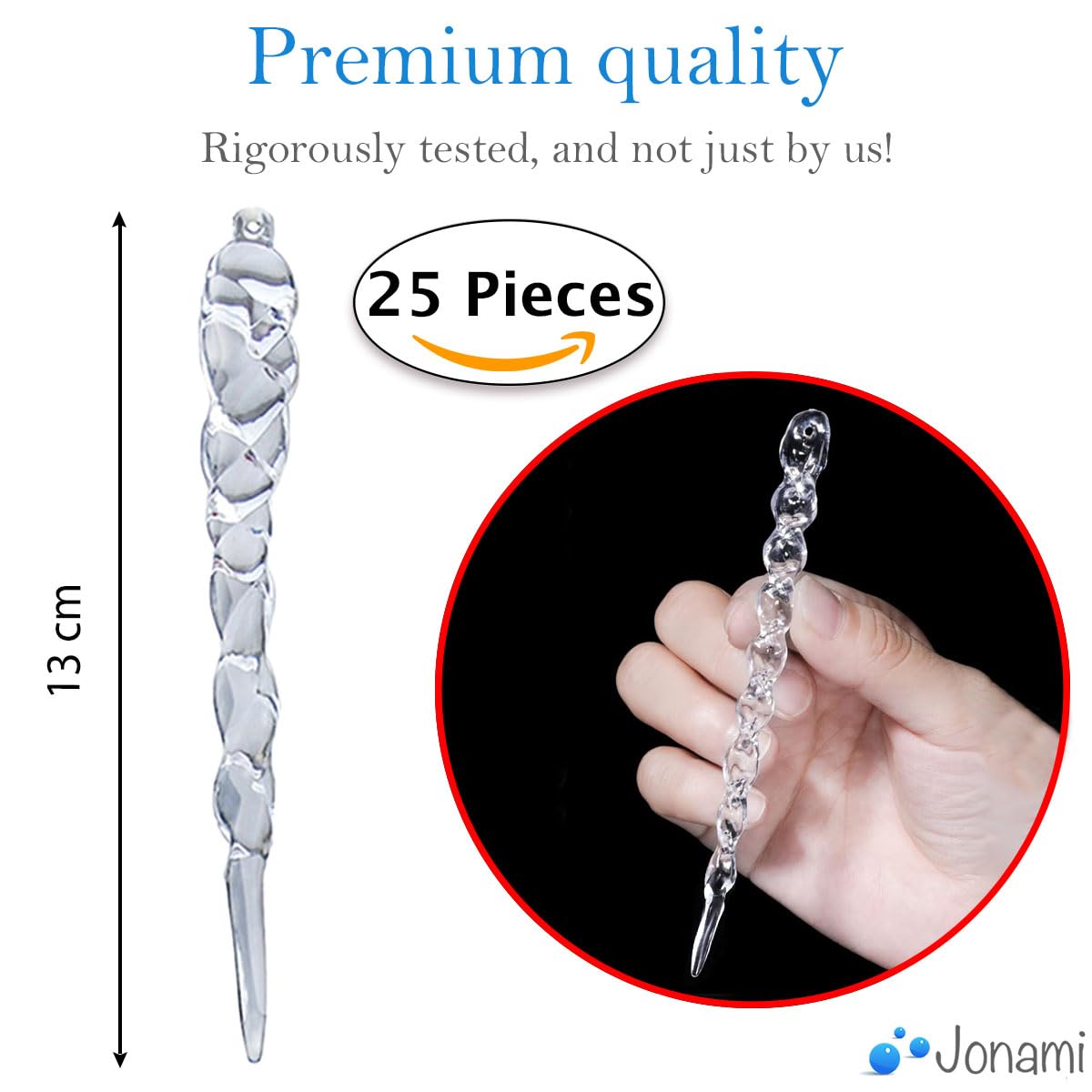 Carámbanos Colgantes Árbol de Navidad Decoraciones Árbol de Navidad Adorno de Cristal Acrílico Decorativo para Colgar - 25 Piezas