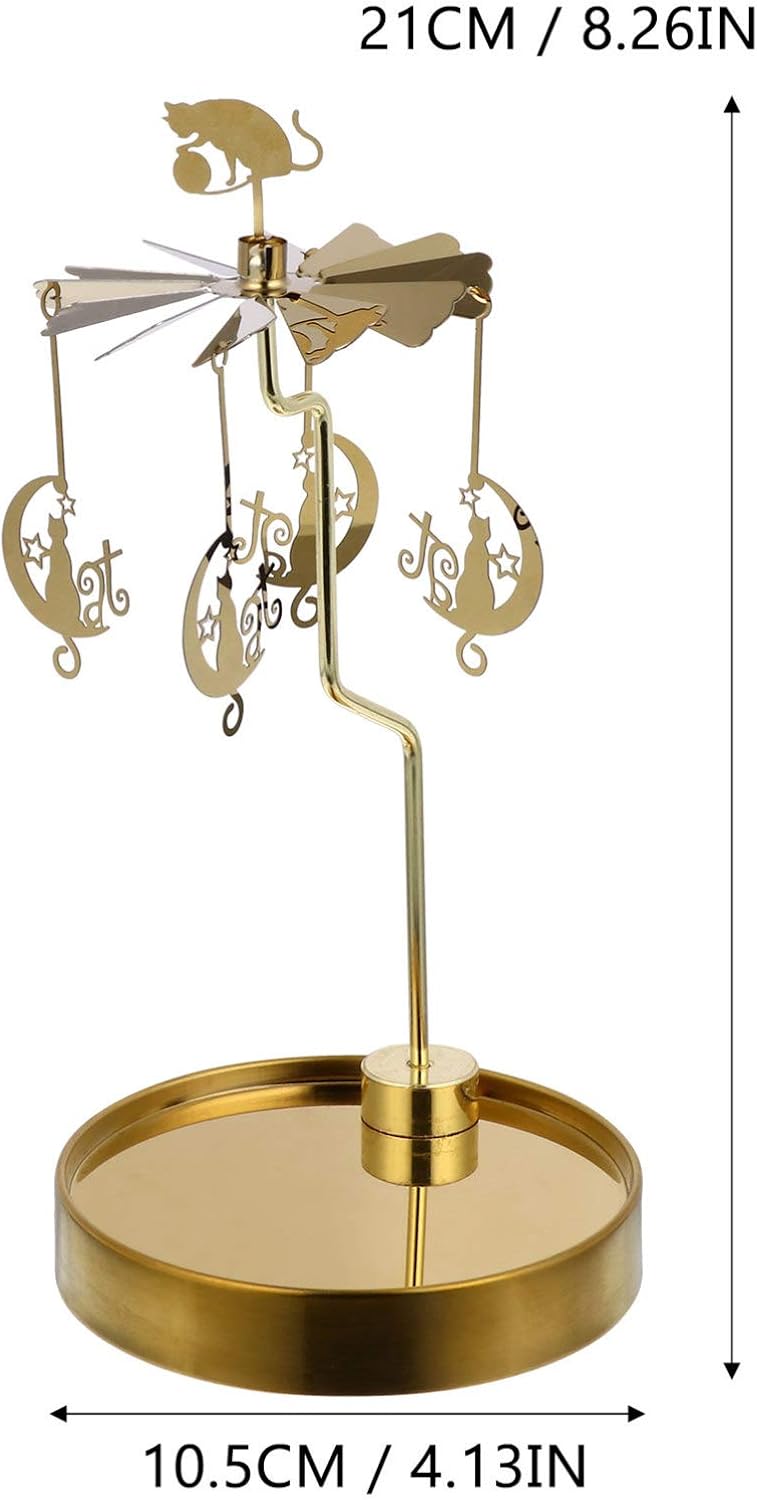 FRCOLOR 2pcs Stainless Steel Rotating Candlestick for Christmas Elegant Candle Holder for Table Centerpiece for Festive Decor and Home Adornment