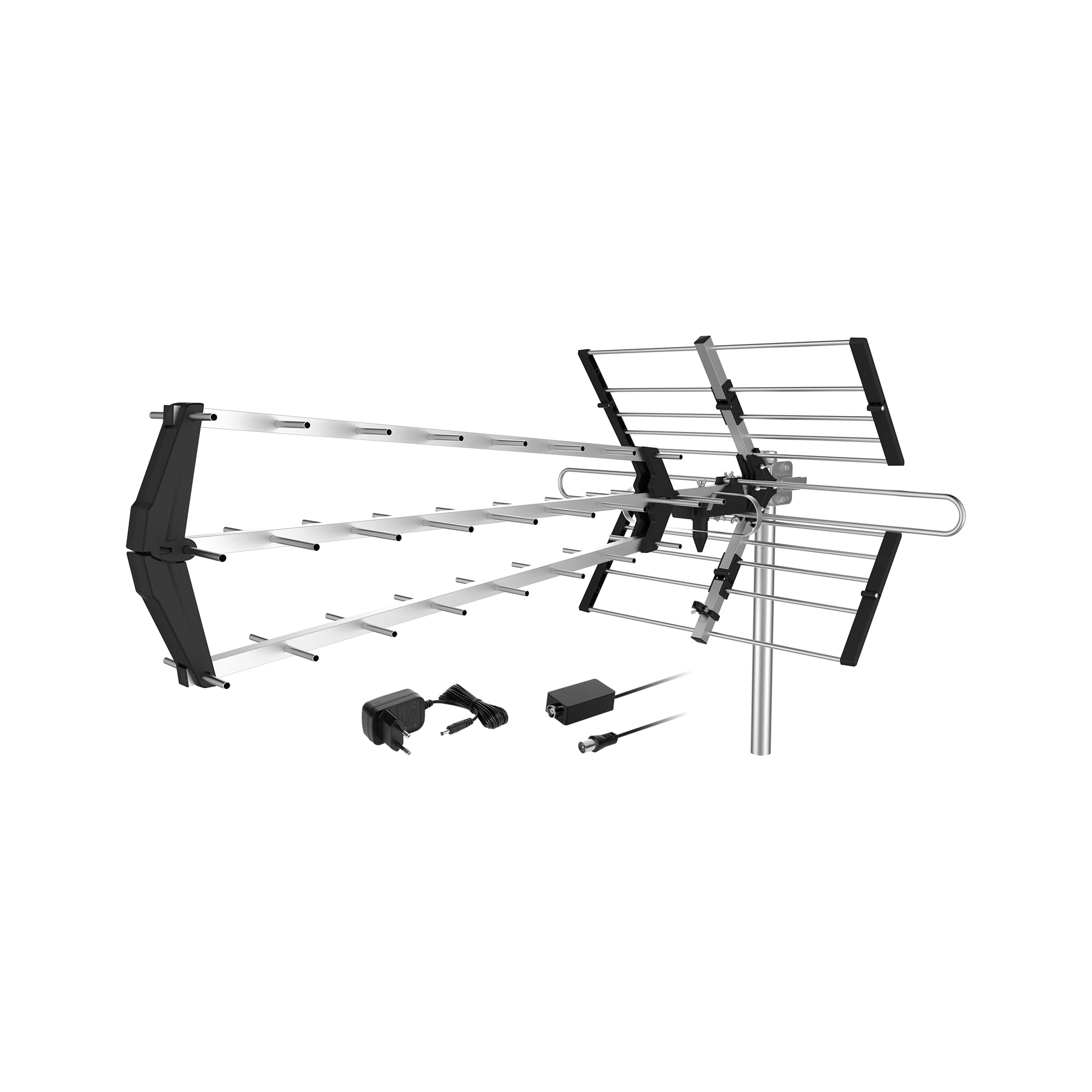 Cabletech Aktywna antena zewnętrzna DVB-T2 HD ze wzmacniaczem 25 dB, antena kierunkowa do telewizji naziemnej i radia DAB+