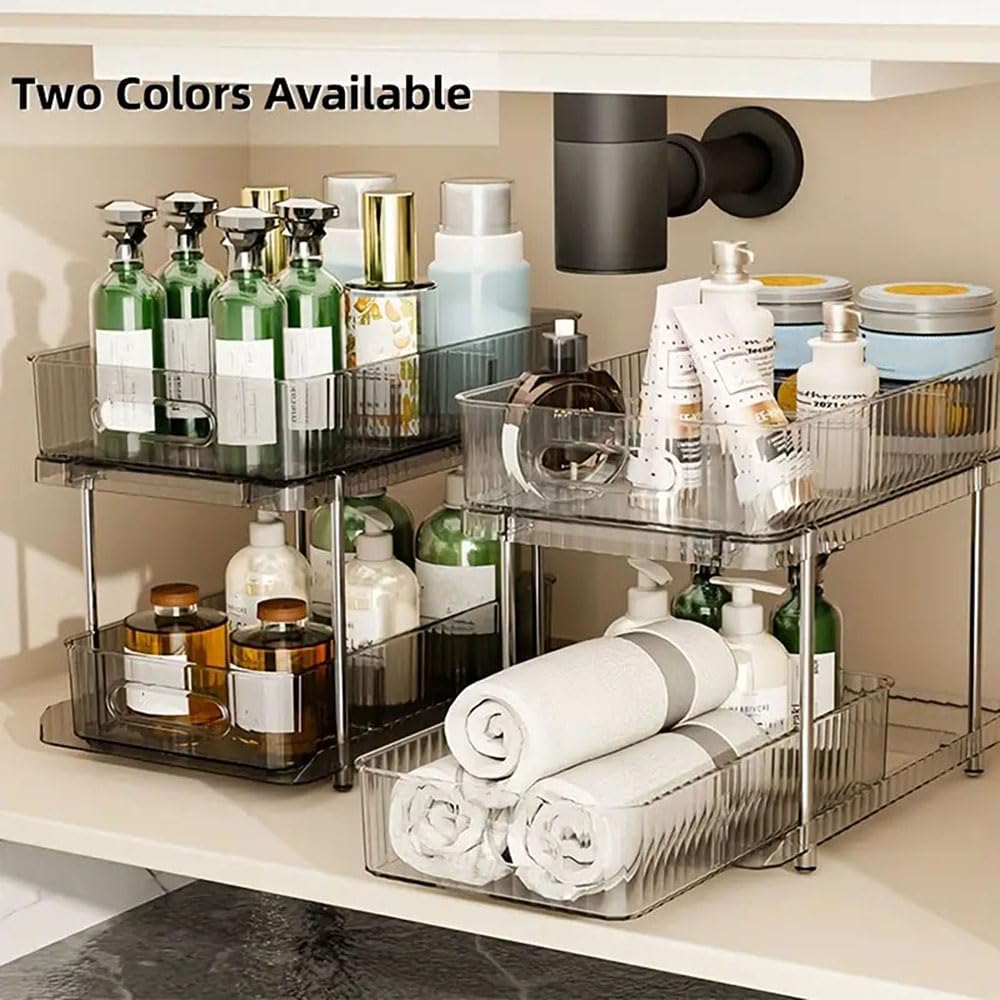 2 Pezzi Organizer per cosmetici Organizer, Mini Organizer da Bagno con Cassetti, in Acrilico, Impilabile, Trasparente, per Comò, Bagno, Armadietto a