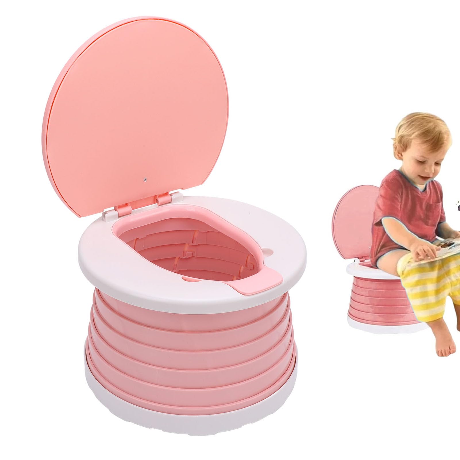 Portable Foldable Potty Seat for Toddler,Toddler Travel Potty Seat Foldable Kids Portable Potty Training Toilet for Car Camping Indoor Outdoor Bathroom