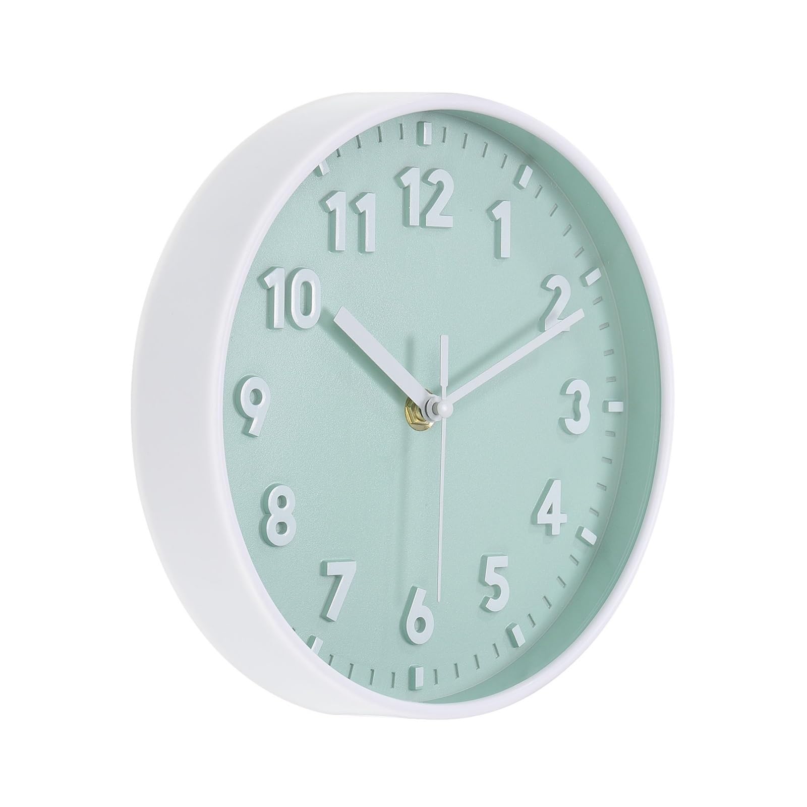 S5b8w3g7 Green Modern Quartz 8 Inch Wall Clock 3D Number Quartz Battery Operated Silent Non-Ticking Round Clocks For Office Bedroom Decorative Wall Clock(Green)