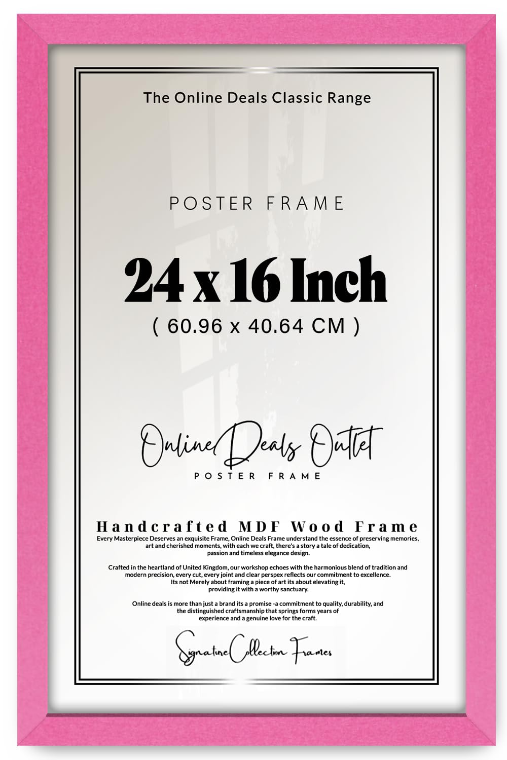 Online Deals | MDF Poster Frame (60.96 x 40.64 CM) 16 x 24 for Sketches, Spiritual Art & Decorative Quotes, Elegant MDF Build, Easy Wall Mounting [ Pink ] — image 1