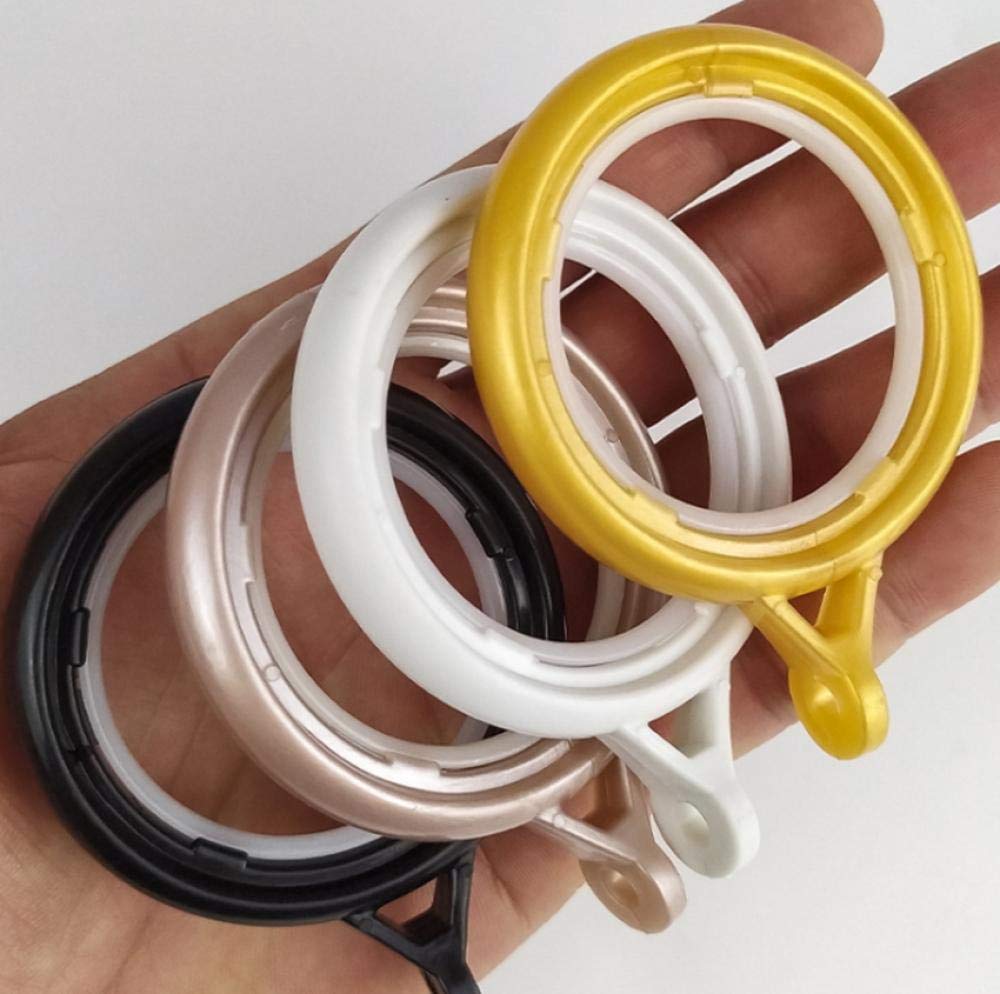 Anillos de Cortina con Ojales, Anillo Romano de bajo Ruido a nanoescala, diámetro Interior de 42 mm, para Cortinas y Barras, Paquete de 50, Dorado (Negro)