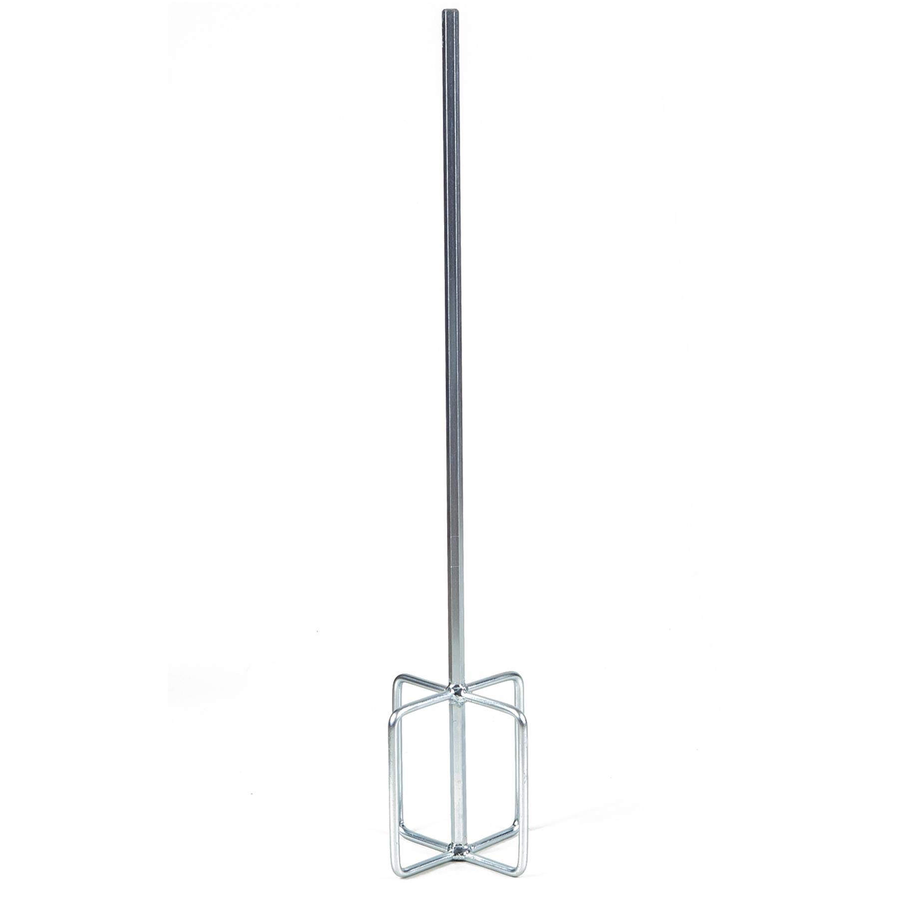 Toolty Silver Gypsum Mixing Paddle 130 X 600Mm - Hex Thread - Galvanized Mixer Whisk Stirrer - Positive - For Plaster, Gypsum, Finishing Coat, Diy - Tlty-1667