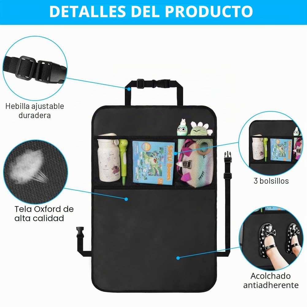 Protector Asiento Coche, 2 Pieza 49 * 70CM Protector Asiento Coche Delantero, Impermeable Coche Oxford Kick Mats Protección Fundas para Niños y Bebe