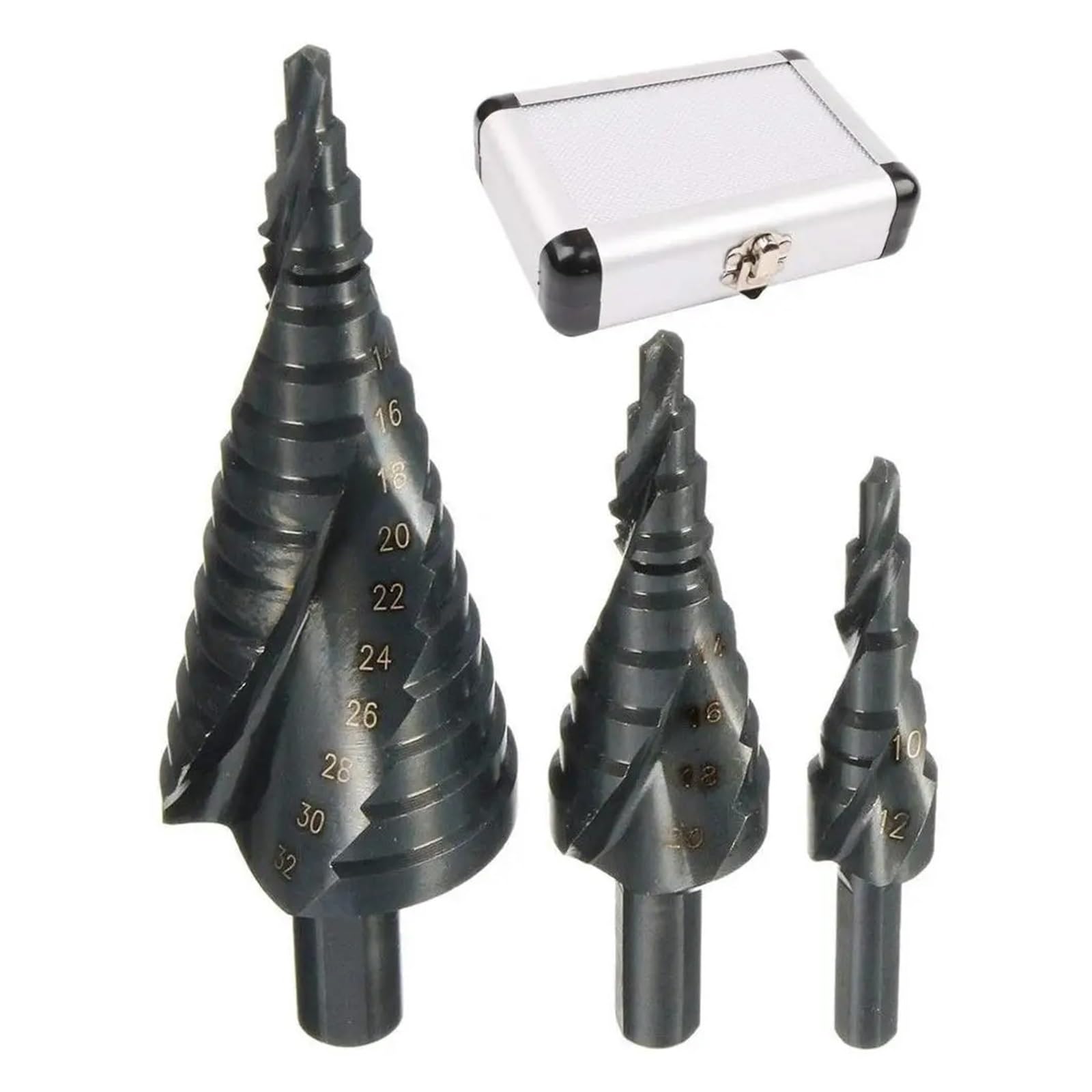 Broca escalonada ranurada en espiral, Brocas escalonadas de cobalto HSS, 3 uds., 4, 32MM, acero de alta velocidad