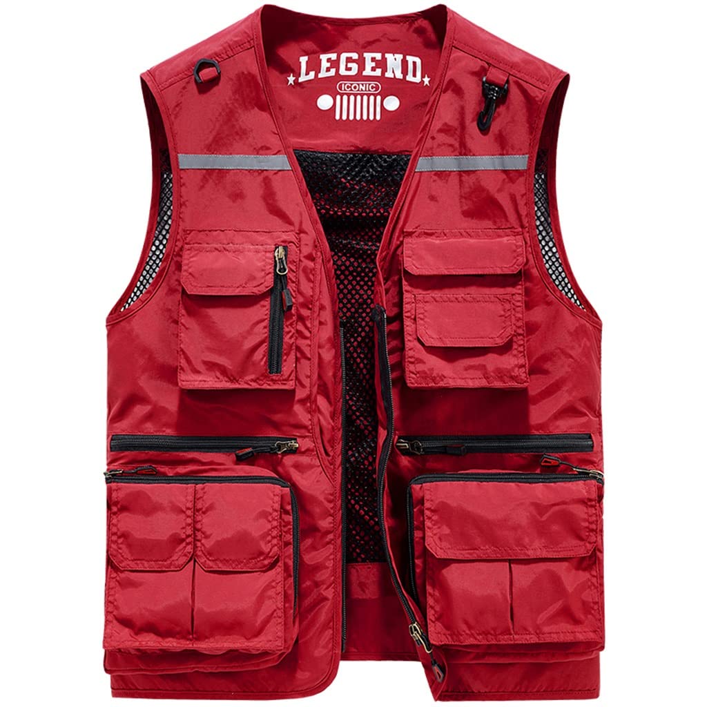 Chaleco para hombres RJJ rojo 2XL que soluciona los cambios de temperatura en entretiempo