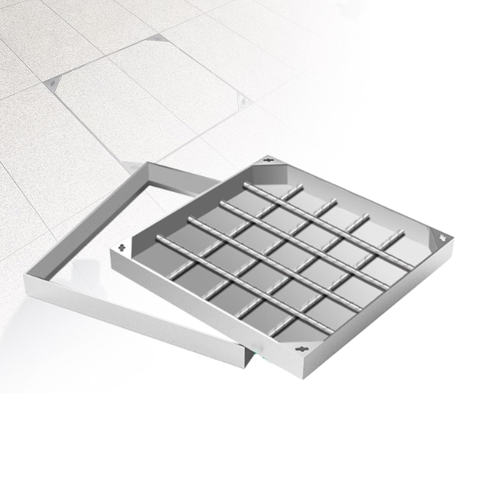 Tapa de Arqueta Rellenable en Acero Inoxidable 304, Tapa de Registro Invisible con Marco, Tapa Fosa Séptica Reforzada para Jardín y Garaje, Diseño Oculto Robusto(90x90x5cm)