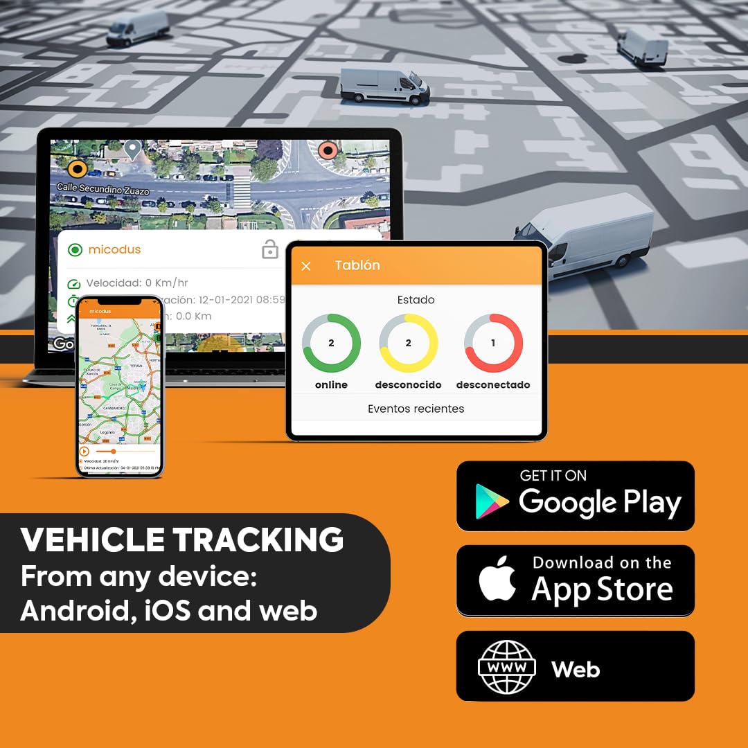 Localizador GPS 4G para Coche Moto y Camión con Conexión Directa a la Batería y SIM Integrada, Rastreador con App, Alerta Antirrobo, Exceso Velocidad y Geovalla, Suscripción Flexible