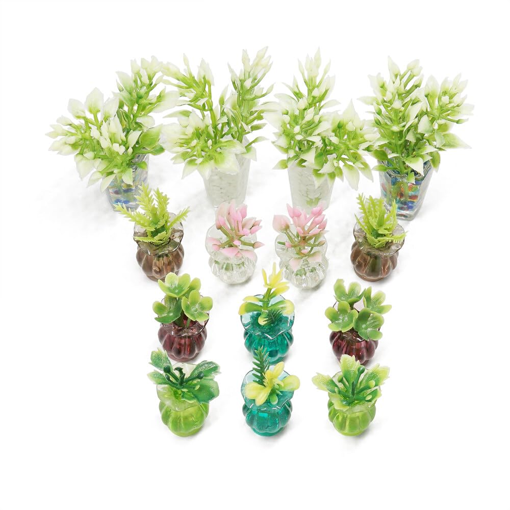 Lot De 15 Fleurs Miniatures Odoria En Vase - Accessoires Maison De Poupée échelle 1/12