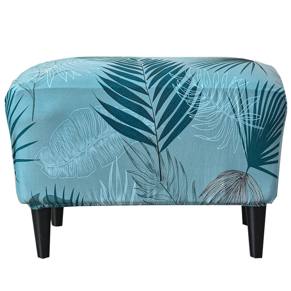 Tissu élastique Polyester Highdi Housse Ottomane Extensible - Housse De Pouf Rectangulaire Antidérapante Avec Fond Élastique (Gris Foncé) Housse Extensible