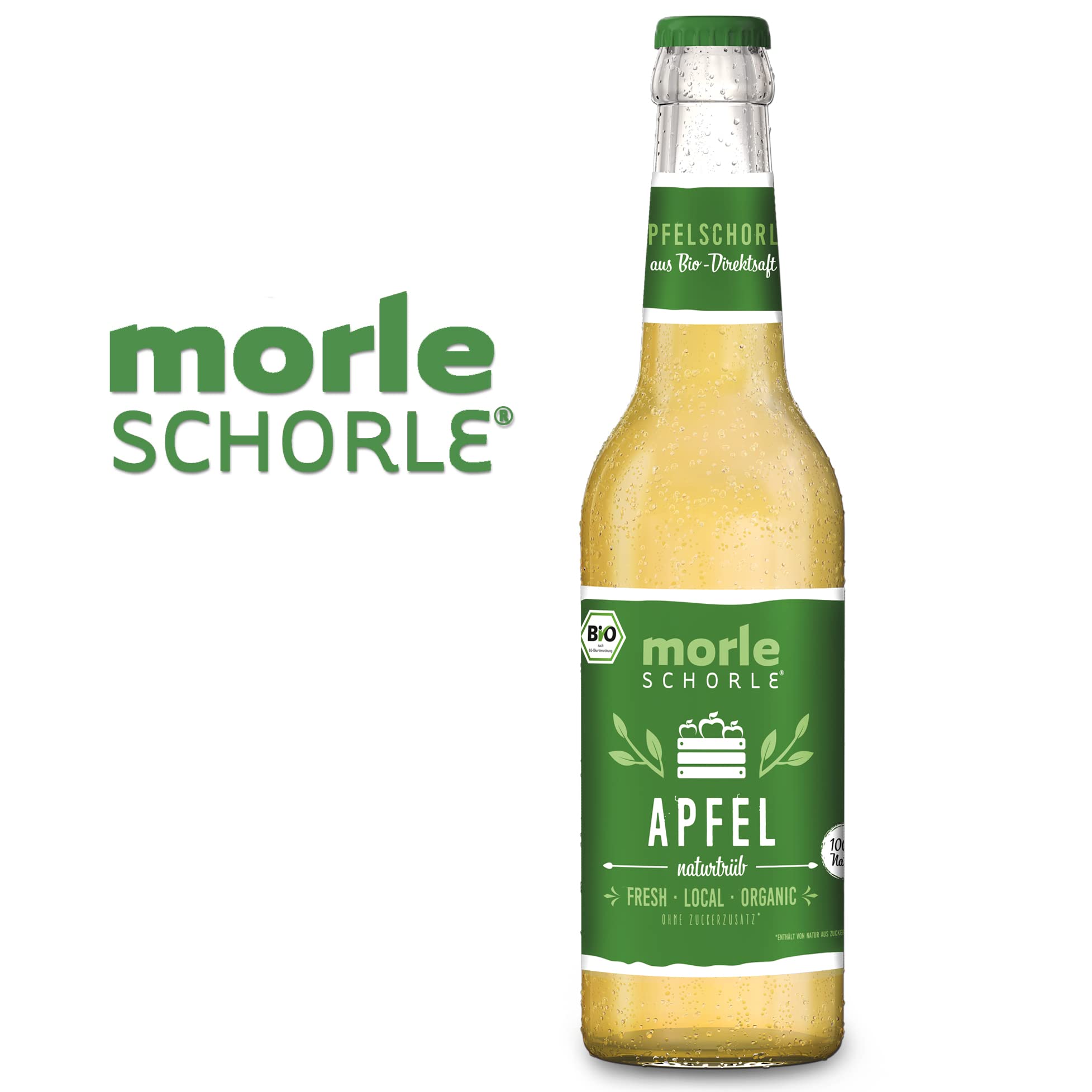 Elbler Morleschorle, spritz di mele, 24 x 0,33 l, spritz di mele Bio, a base di frutta Bio, succo diretto senza zuccheri aggiunti, succo di mela diretto con acqua minerale naturale