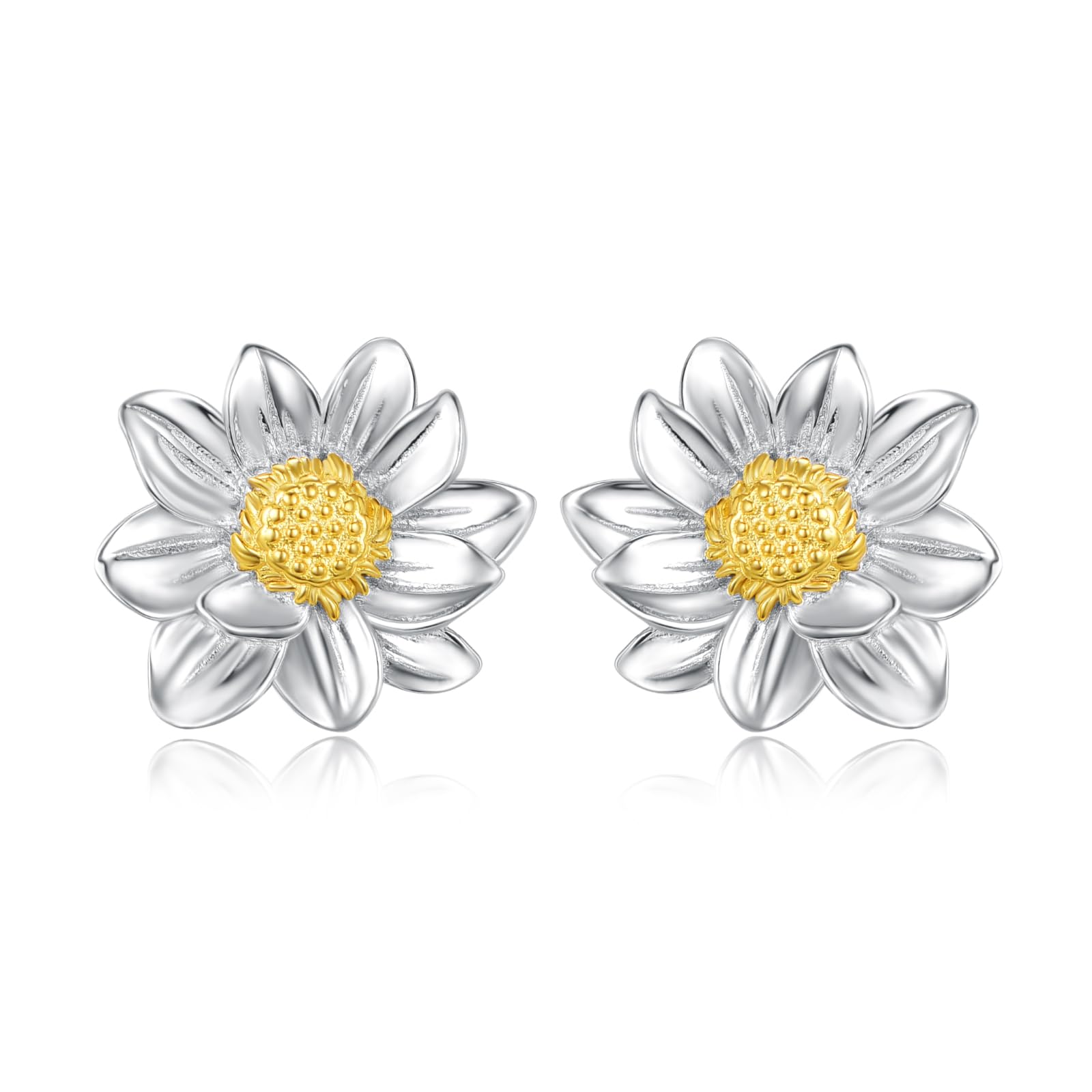 KZX Rose/Lotus/Daisy/Daffodil/Chrysanthemum Stud Earrings Birth Flower Earrings 925 Sterling Silver Flower Floral Earrings Jewelry Gifts for Women