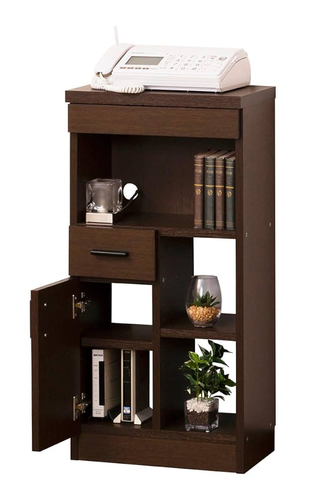 ルーター収納40（W40×D26.5×H80cm） ブラウン 【完成品】 ルーター収納40（W40×D26.5×H80cm） ブラウン 【完成品】の通販