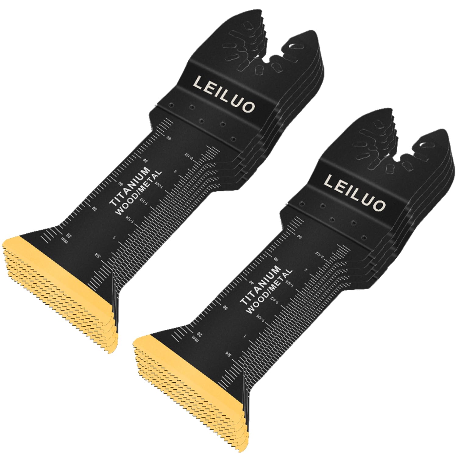 Leiluo Silver And Black 10 Pcs Titanium Extra-Long Oscillating Multitool Blades 70 Mm Universal Multi Tool Accessories For Wood Nails Compatible With Dewalt Makita Ryobi And More