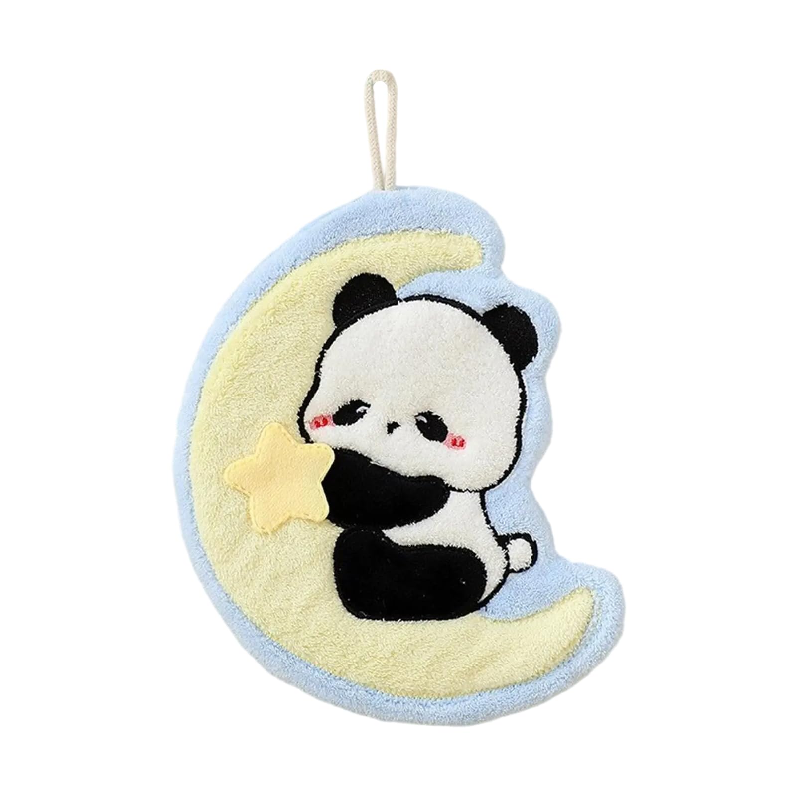 Snorvixre Cartoon Panda Hanging Towel Soft Fleece Hand Towels Great Absorbency for Household Fun Animal Pattern Home Cleaning Towels