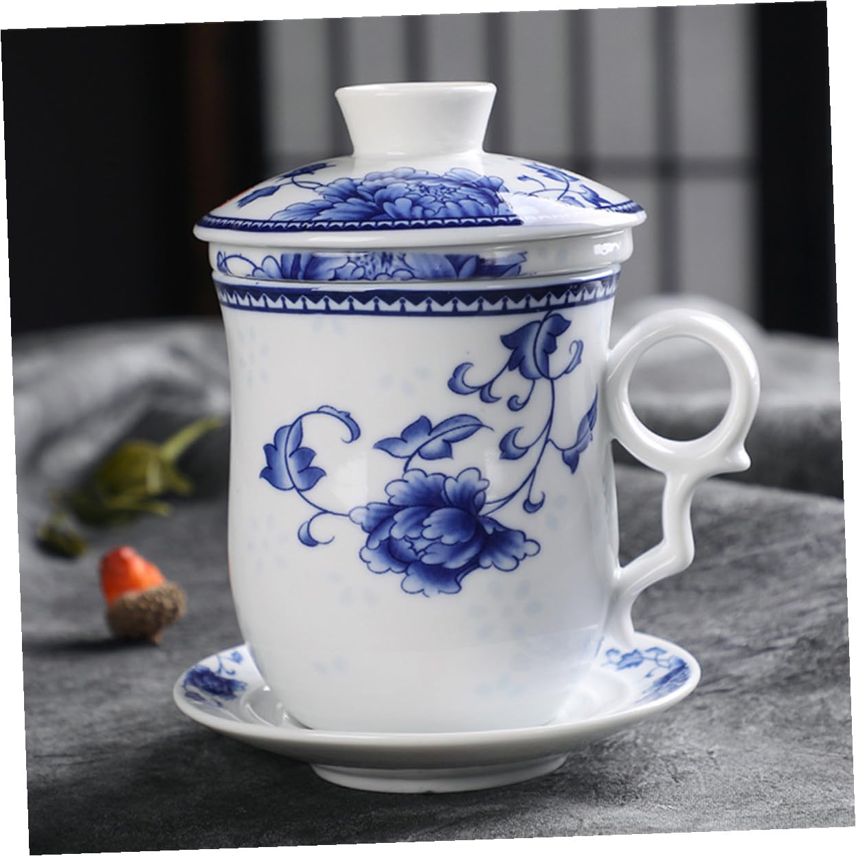 Toyvian Taza de Té de Clásica con Filtro y Tapa Diseño Azul y para Apto para Hogar Oficina y Restaurante