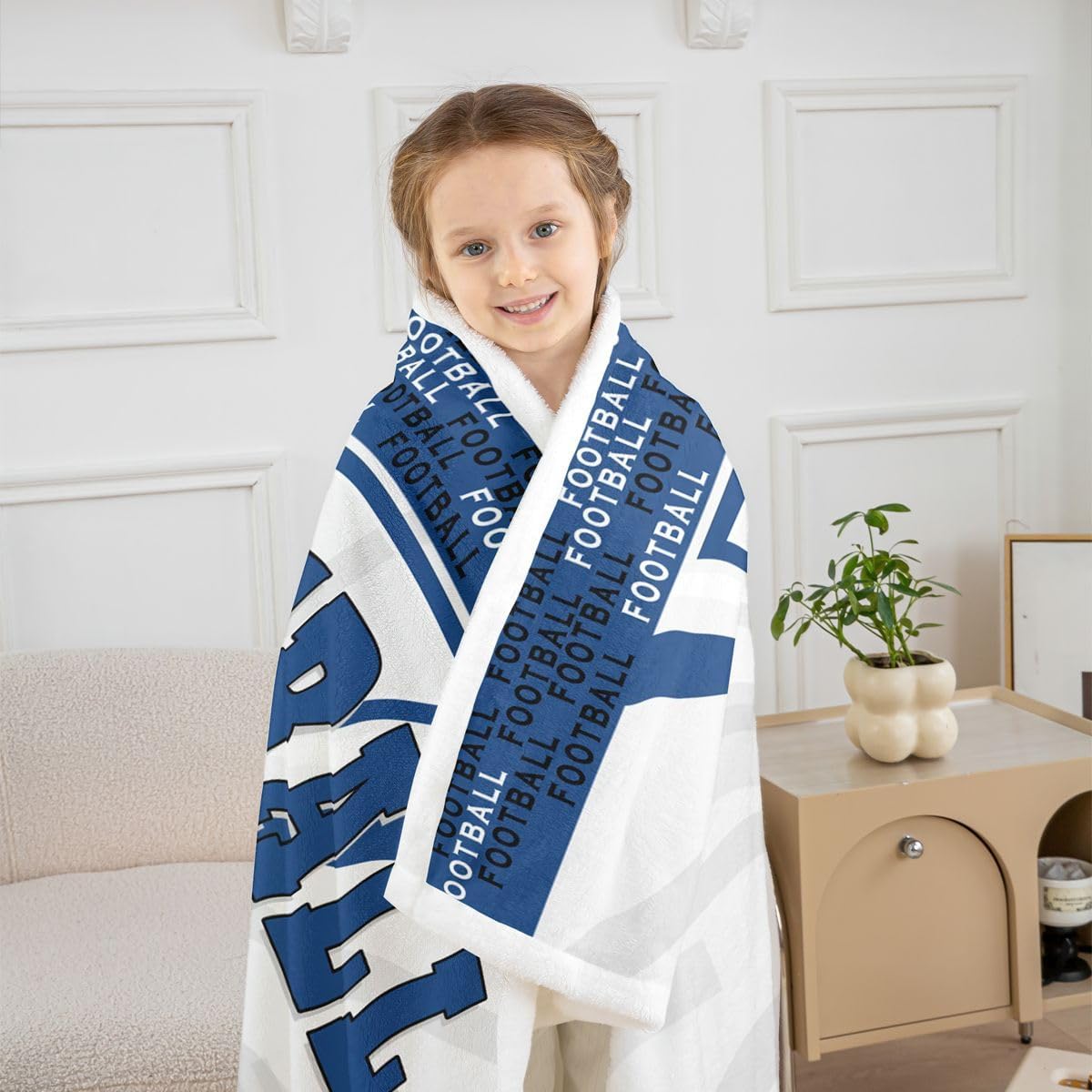 Erosebridal Football Throw Blanket,Sports Fleece Blanket Twin 60x80 inch for Kids Boys Teens,Rugby Bed Blanket for Football Fan,Ball Patchwork Sherpa Blanket for Living Room