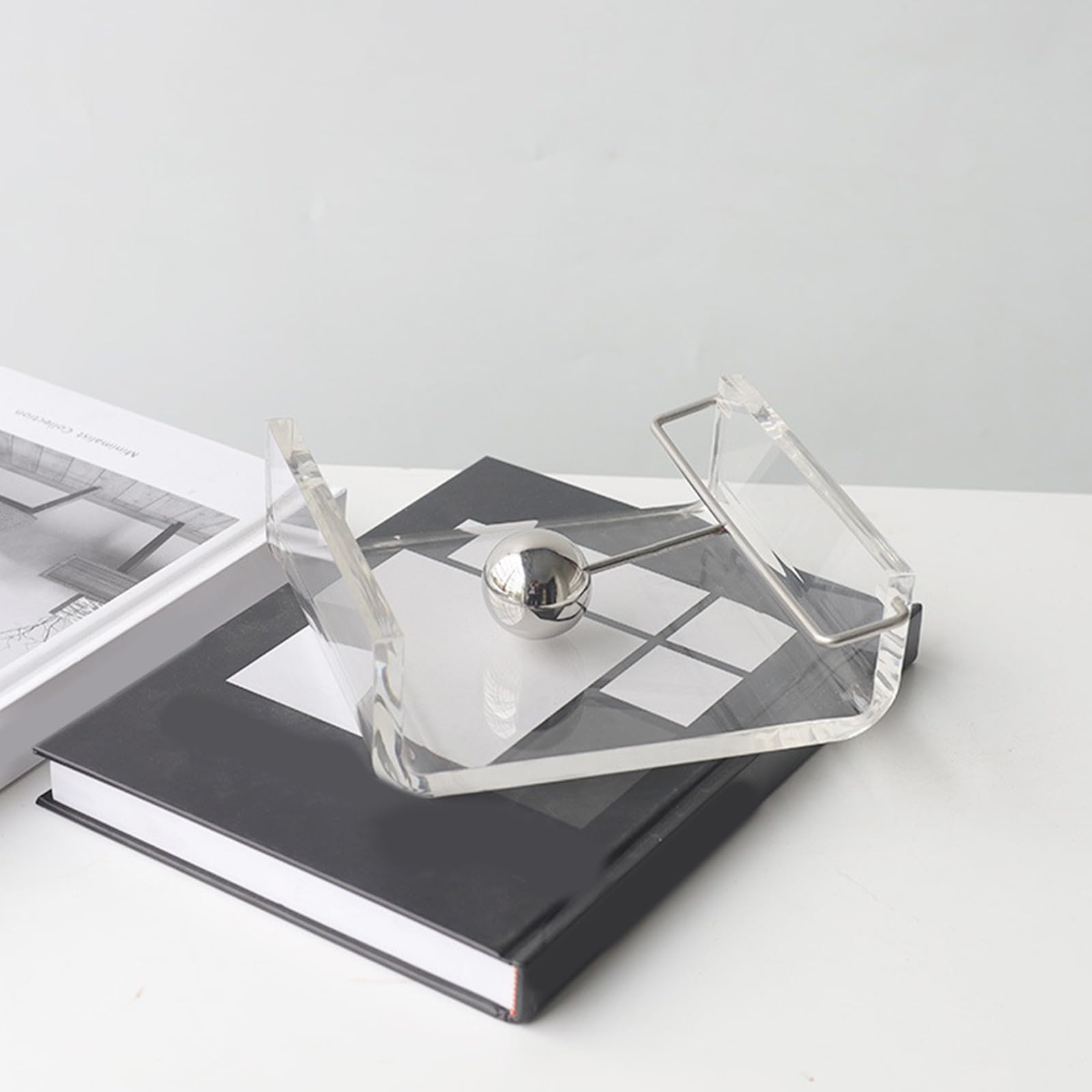 Moderno servilletero de mesa acrílico con base de acero inoxidable para el hogar, cocina, oficina, almacenamiento de toallas de papel, soporte acrílico de acero inoxidable