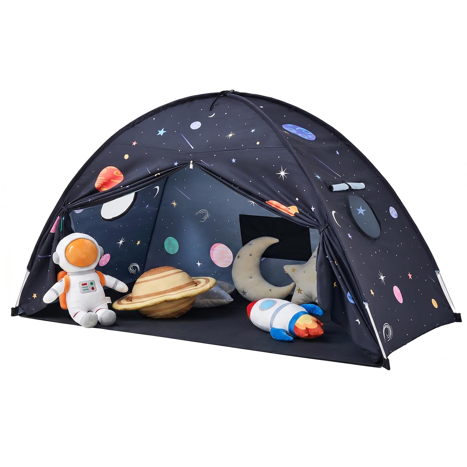 Kids Bed Tent Indoor: Children's Play Tents Large -Canopy Bed Toddler Double Single for Boys & Girls - Baby Floor Playhouse Inside Sleeping for Playroom Gift Toys (Cream) (Midnight Black Galaxy)