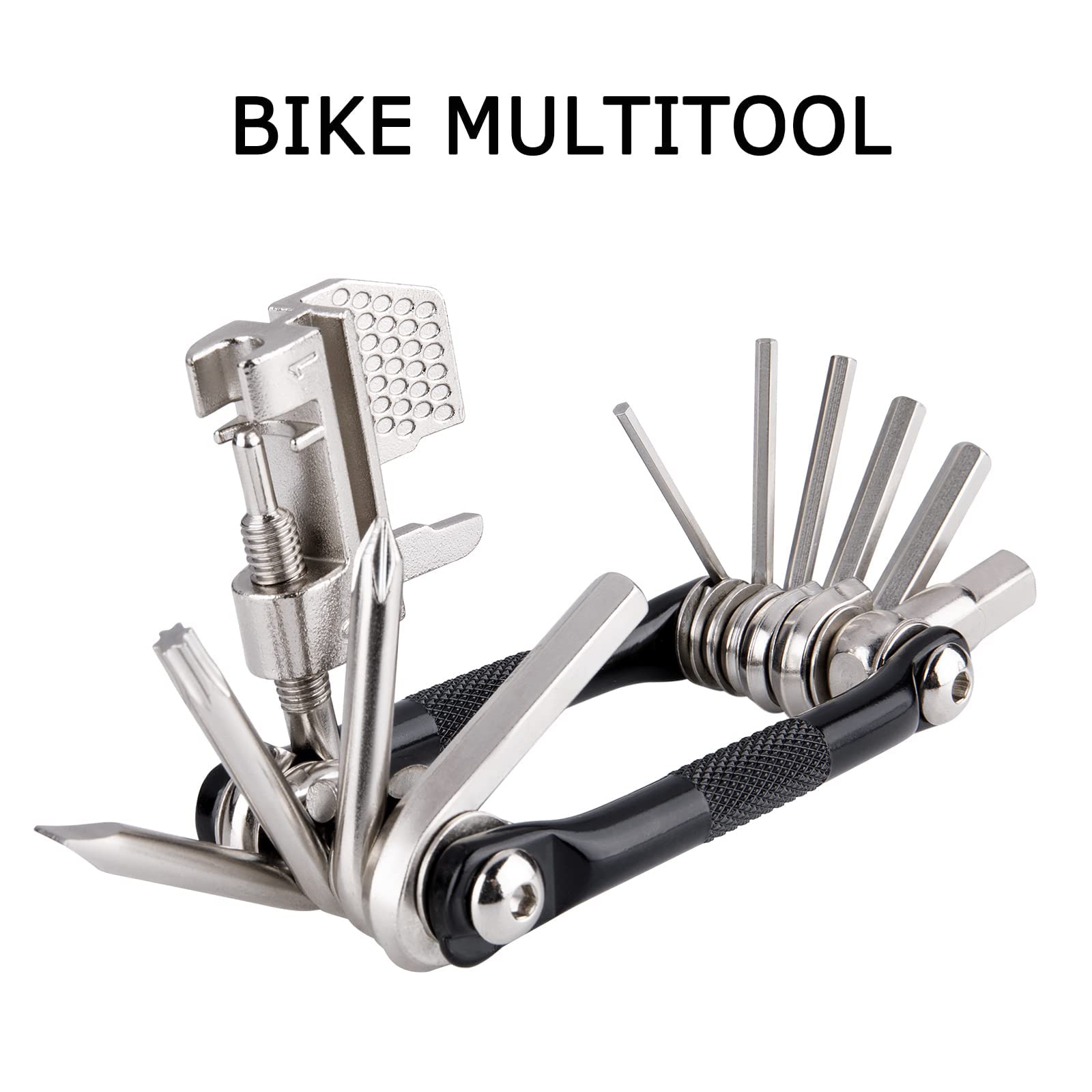 Kadacha Kit di gonfiaggio CO2 con cartucce filettate 5x16g CO2 - Valvole Presta e Schrader compatibili - Pompa CO2 portatile per pneumatici bici con multi-attrezzo per bicicletta e kit di riparazione