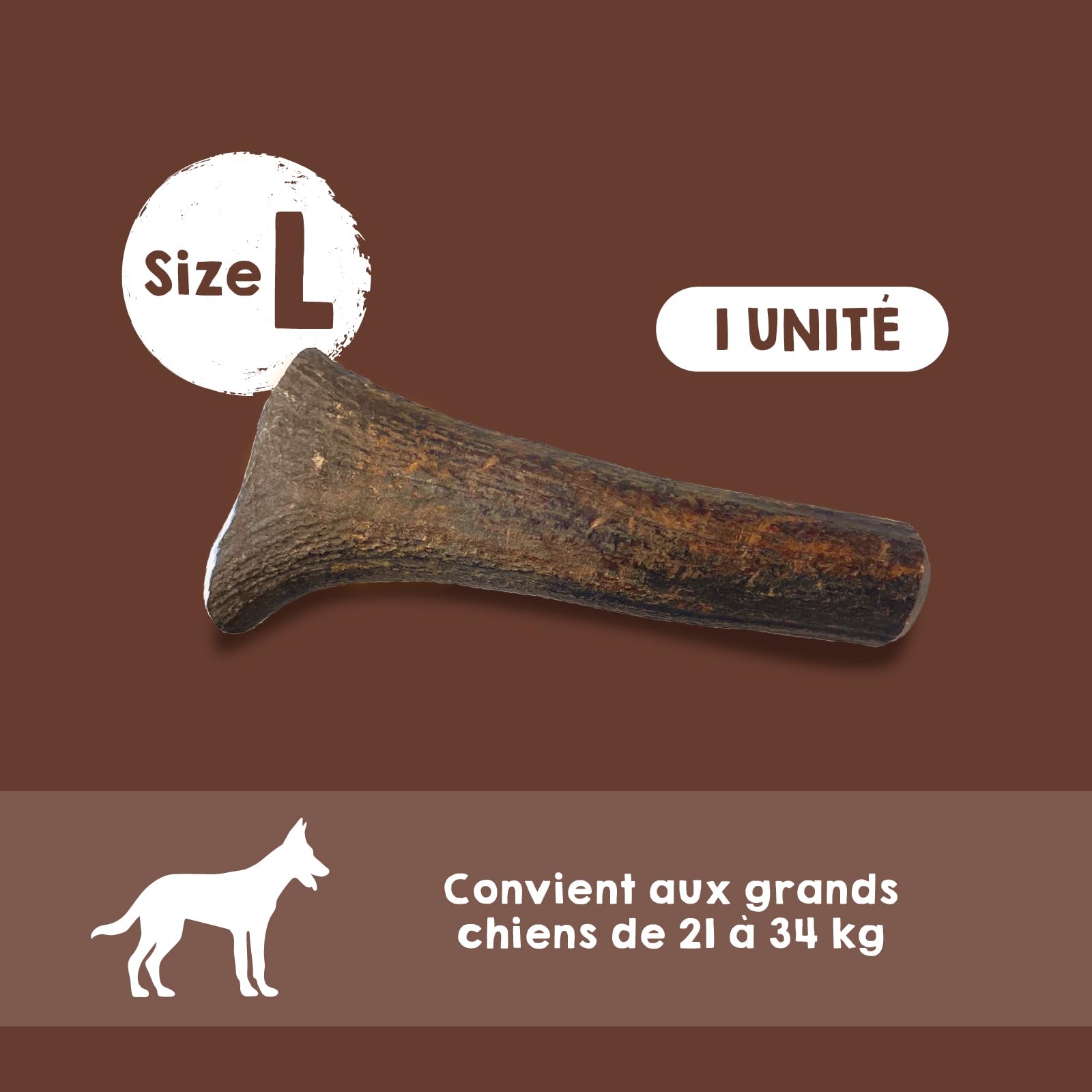 Bois de Cerf pour Chien Taille L Corne Mastication Naturel Longue Durée Jouet a Macher Favorise l´Hygiéne Dentaire et Améliore Cueilli dans la Nature 21-34 kg – Maikai