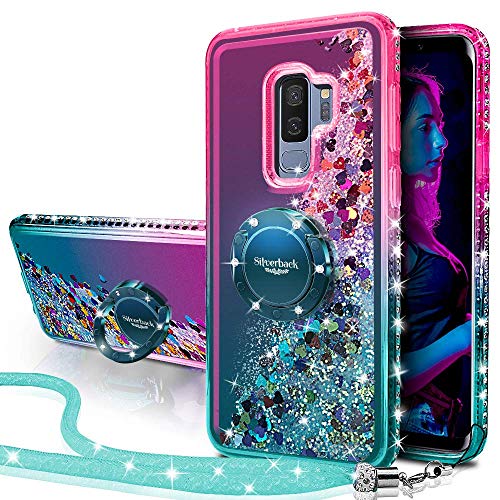 Miss Arts Funda Galaxy S9 Plus,[Silverback] Carcasa Brillante Purpurina con Soporte giratorios, Transparente Cristal Telefono Fundas Case Cover para Samsung Galaxy S9 Plus -Verde
