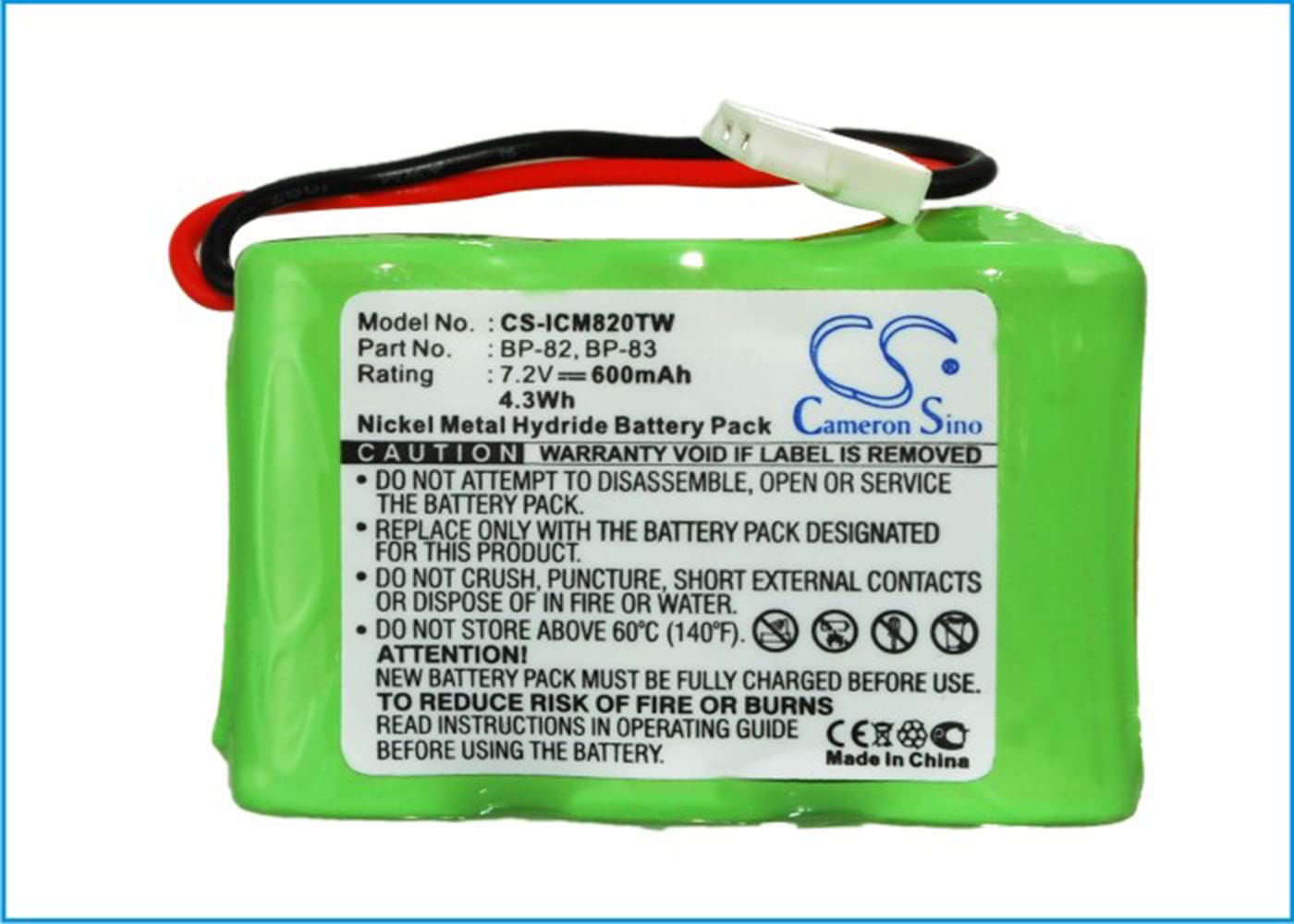vhbw Batterie compatible avec Icom IC-A4, IC-F3, IC-40S, IC-3FX, IC-A4C