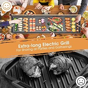 Costway 35 electric griddle teppanyaki grill nonstick extra large cooking plate for pancake barbecue indoor outdoor table top grill with adjustable temperature drip tray 2000w  urban country home decor